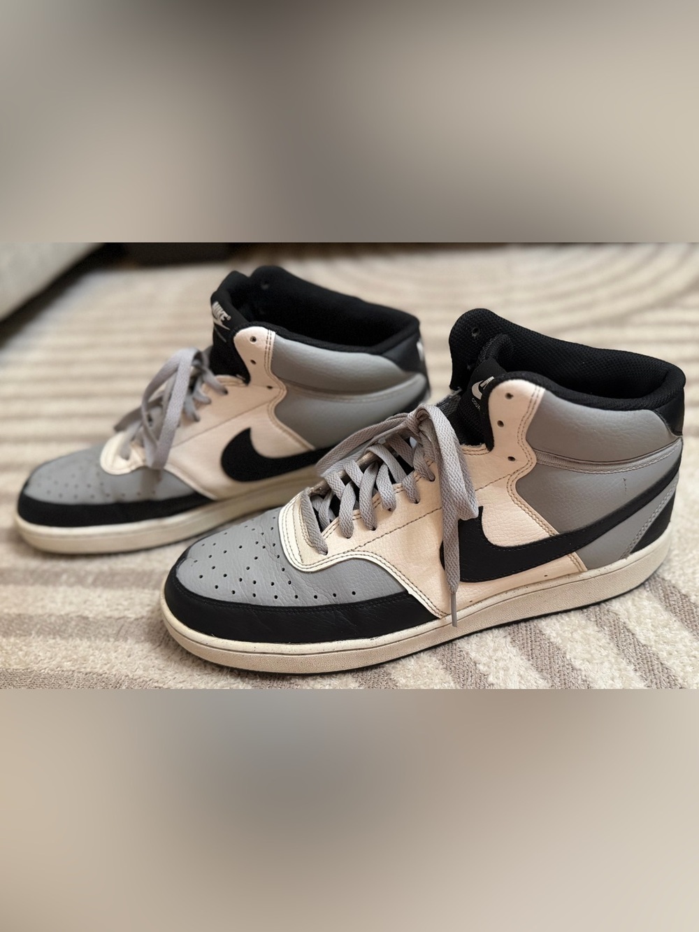 Nike Court Vision Mid Sneakers Gray-White-Black Men’s Size 13 - Picture 4 of 9